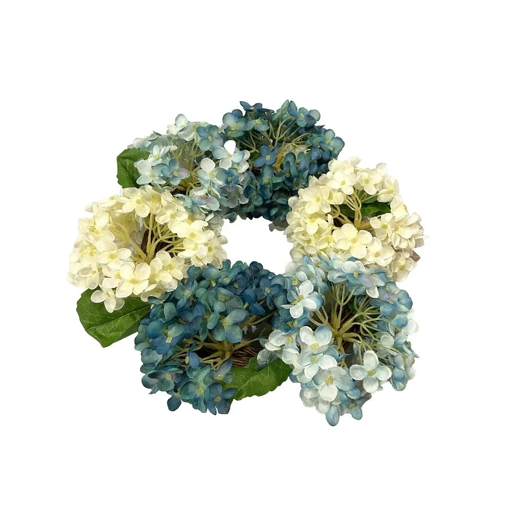 blue & white fake floral hanging wreath home decor spring summer flowers